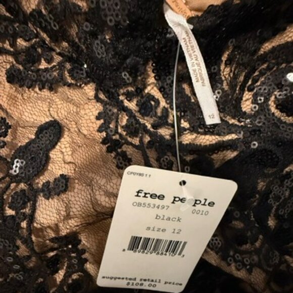 Free People Night Shimmers Black lace overlay Dress sz 12 - NWT! - Picture 6 of 6